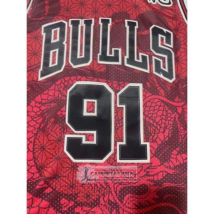 Camiseta Chicago Bulls Dennis Rodman NO 91 Asian Heritage Throwback 1997-98 Rojo